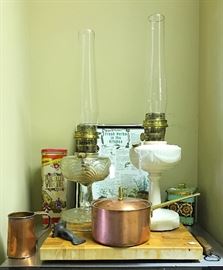 Semi-Antique Oil Lamps, Copperware & More