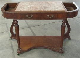 Hall Table w/Marble and Planter Ends