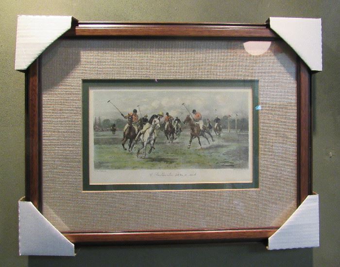 Handcolored Etching By George Wright "A Backhander Stops A Rush" Signed in Plate