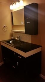 Black vanity with Upper mirrored cabinet and Faucet 550.00
