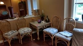 set of four curved back bamboo chairs 195.00