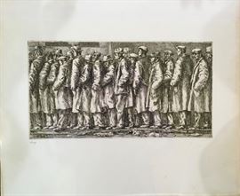 Reginald Marsh (1898-1954) Engraving; Breadline); Proof, Initialed in the plate