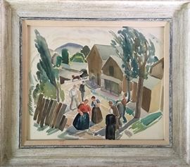 A. Franz Brasz (1888-1966); The Doctor Comes to Call; Watercolor signed by Artist