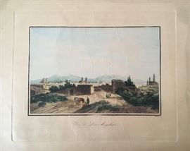 Isadore Laurent Deroy (1797-1886); Early View of Los Angeles: Aquatint