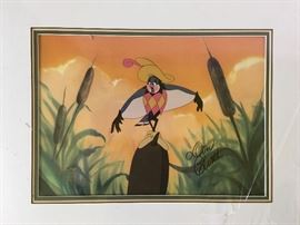 Don Bluth (B. 1937), Jaquimo in "Thumbelina"; Cell signed by Artistt