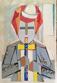 Stephen Longstreet (1907-2002) Clown Jazz Collage signed by Artist