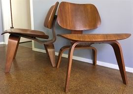 Charles Eames Vintage Molded Plywood Lounge Chairs Mid-Century Modern LCW 