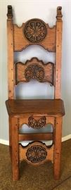 Vintage Carved Floral-Medallion Ladder-back Side Chair