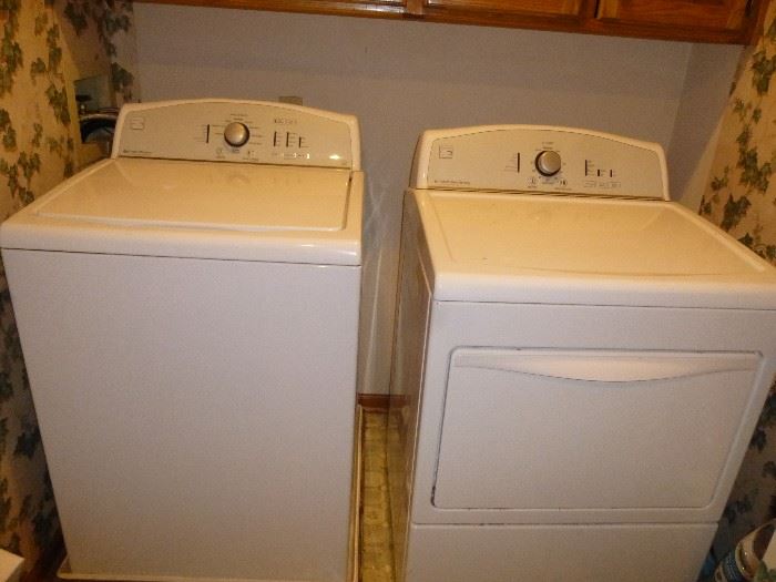 KENMORE DRYER WITH AUTO MOISTURE SENSING AND KENMORE HIGH EFFICIENCY WASHER 