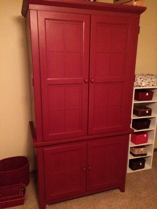 RIVERSIDE RED TV / STORAGE ARMOIRE - SOLID WOOD