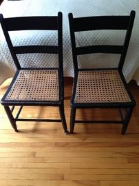 Cane seat chairs, pair