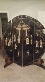 antique round inlaid Oriental screen