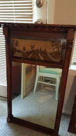 Antique reverse glass mirror