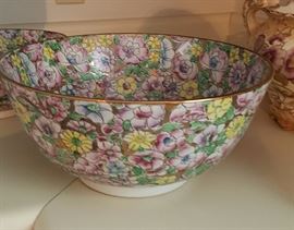 Hand painted Rose Famille Bowl