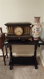 Seth Thomas Black enameled finish mantel clock with 8 day movement, early 1900's