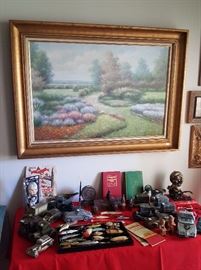Banks, collectibles, art:20th century oil on canvas by L. Mannet French Artist