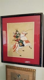 Japanese oil on silk: Kamakura Shoguns