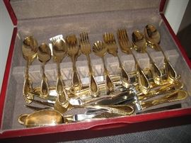 Gold colored flatware