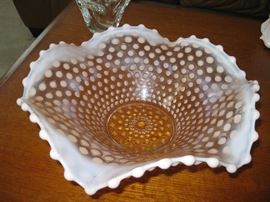 Pink opalescent bowl by Fenton