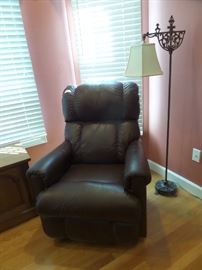 Brown leather recliner - sits great!