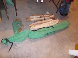 Vintage 9x16 canvas camping tent + two canvass cots in very good condition