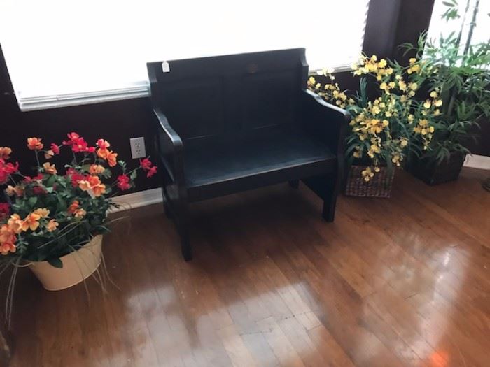Child size bench and faux florals