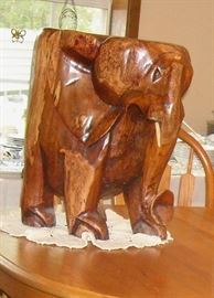 From Nigeria - Large hand carved elephant plant stand/seat