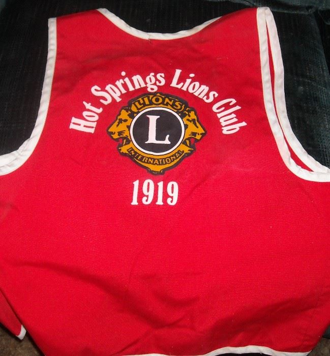 Hot Springs Lions Club Vest from 1919