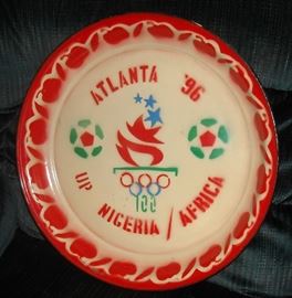 Large Nigerian enamel tray. Nigeria won Gold in football in '96 summer oplympics