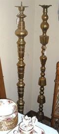 4 1/2 foot tall brass candlesticks