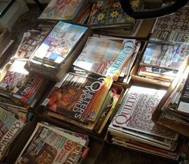 Large quantity of craft and sewing magazines, patterns, fabric and accessories