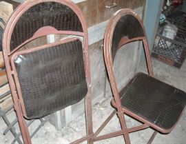 Pair vintage metal folding chairs