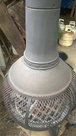 Chiminea with 360 degree view of fire.