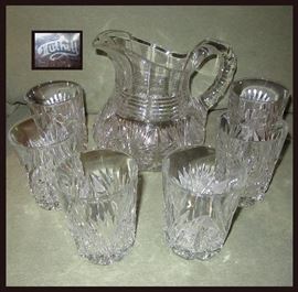 Gorgeous Tuthill Pitcher and Tumbler Set; All Pcs Marked 