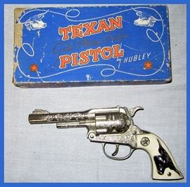 Hubley Texan Pistol with Box; Just a small sample of the large number of toy guns available 