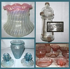 Large Glass Lamp Shade, Old Bottle Marked Rotunda used on a Vintage Car for Wiper Fluid etc, Depression Glass  