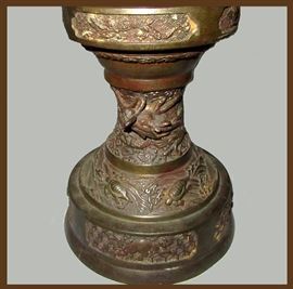 Lamp Base with Turtles and High Relief Sea Creatures 