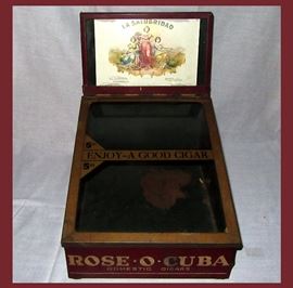 Rose-O-Cuba Counter Top Cigar Display Box, Metal and Glass   