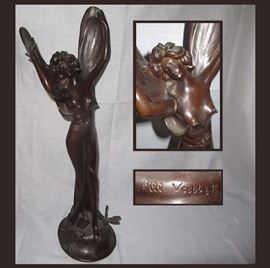 Stunning Signed Bronze with Wings and Butterflies 