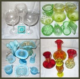 Tiffany Stemware with Labels, Vaseline, Amberina, Hobnail, Opalescent Glass and More 