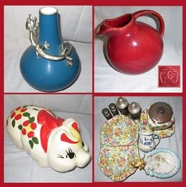 Unusual Metal Piece with Dragon, McCoy Ball Pitcher, Large Pig Piggy Bank, Chintz and More 