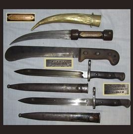 Weyersberg Kirschbaum Co Solingen Bayonets, Case XX Bolo Knife and Dagger with Sheath marked P. Marocain 1920 G. Chauvin  
