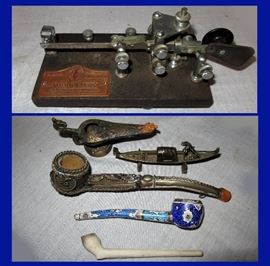 Antique Vibroplex Original Standard Bug, Morse Code Device, Old Cool Pipes and More 