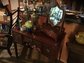 Vintage Desk and Vanity Mirror