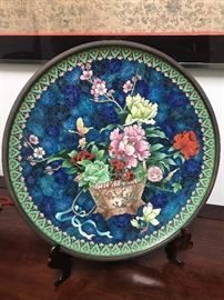 1940s-1950s cloisonne charger plate platter