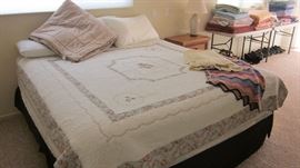 KING BED, TOMMY BAHAMA COMFORTER & VINTAGE AFGANS