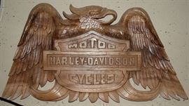 Large 32" hand carved Harley Davidson Wall plaque