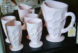 Jeanette pink thumbprint pitcher set