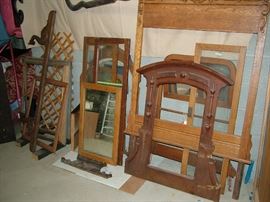 Lots of very nice Oak/Walnut headboards, Mirrors, frames....