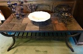 Nice Tile Top Table w wrought iron base